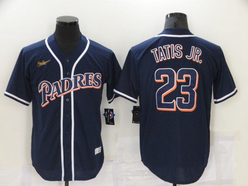 Men San Diego Padres #23 Tatis jr Blue Throwback Game Nike 2021 MLB Jersey